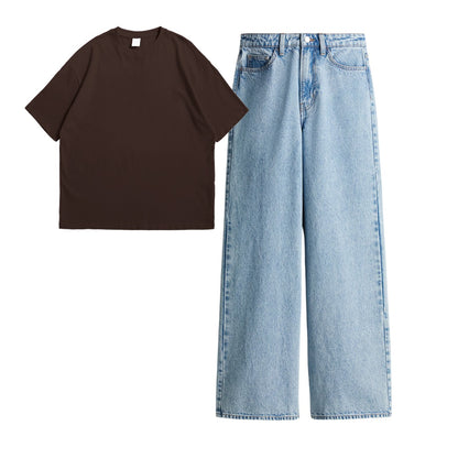 Dark Brown Oversize Tee With Jeans