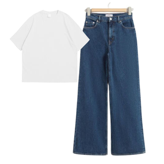 White  Oversize Tee With Jeans