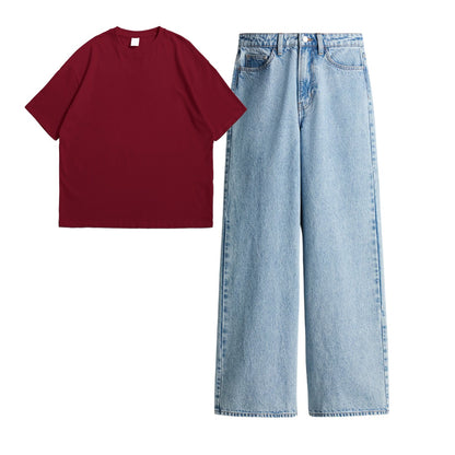 Maroon Oversize Tee With Jeans