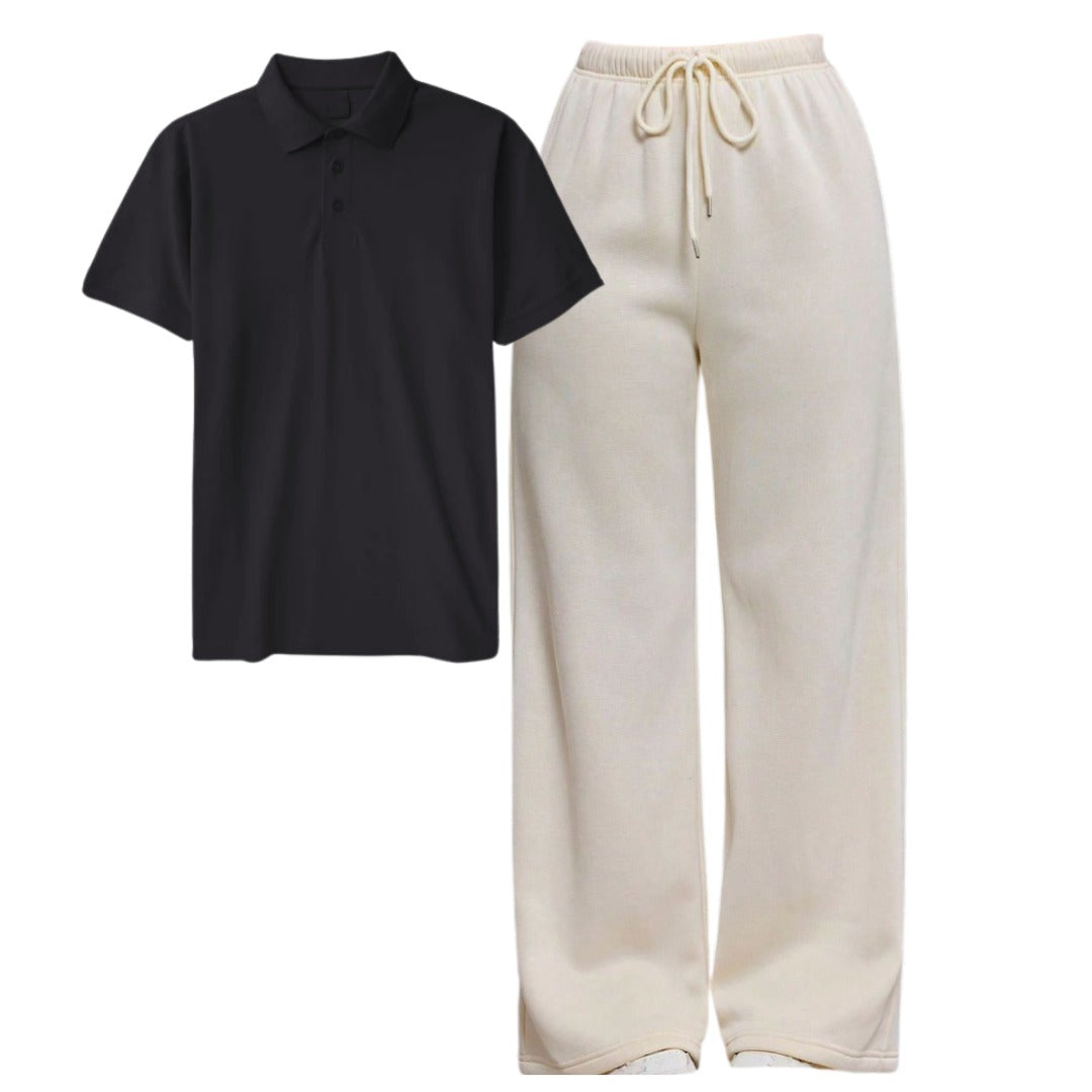 Straight Leg Trouser With Polo Tee