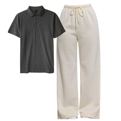 Straight Leg Trouser With Polo Tee